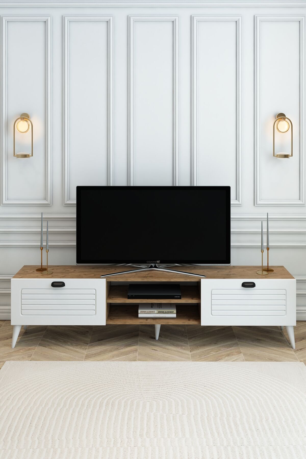 Country Model 150 cm TV Ünitesi – MDF Membran Kapak Modern TV Sehpası |Çam Renk Televizyon Konsolu