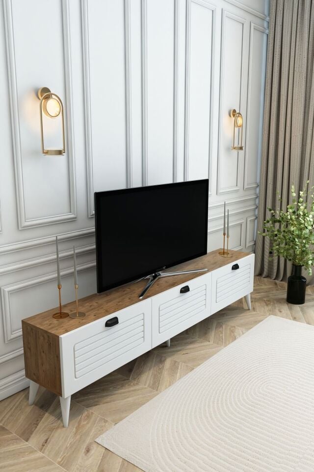 Country Model 150 cm TV Ünitesi - MDF Membran Kapak Modern TV Sehpası | Çam Renk Televizyon Konsolu