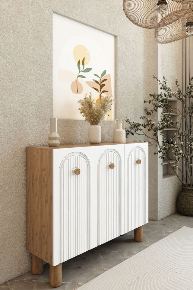 Bohem 90 cm 3 Kapaklı Ayakkabılık – Dayanıklı Gövde Mebran Kapaklı Atlantik Çam Portmanto | Vestiyer