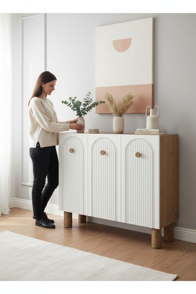 Bohem 90 cm 3 Kapaklı Ayakkabılık – Dayanıklı Gövde Mebran Kapaklı Atlantik Çam Portmanto | Vestiyer