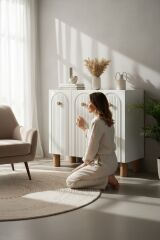 Bohem 90 cm 3 Kapaklı Ayakkabılık – MDF Mebran Kapaklı Beyaz Dolap | Vestiyer | Portmanto