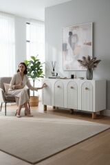 Bohem 4 Kapaklı Beyaz Konsol – MDF Kapaklı Modern Salon Dolabı | Çok Amaçlı Depolama Ünitesi