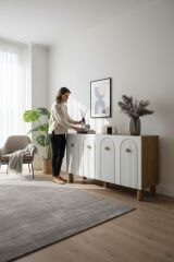 Bohem 4 Kapaklı Kahverengi Konsol – MDF Kapaklı Modern Salon Dolabı | Çok Amaçlı Depolama Ünitesi