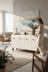 Bohem 4 Kapaklı Kahverengi Konsol – MDF Kapaklı Modern Salon Dolabı | Çok Amaçlı Depolama Ünitesi