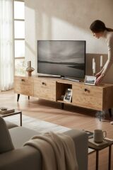 Model Hera 180 cm Atlantik Çam 3 Kapaklı Modern TV Ünitesi – Şık TV Sehpası | Televizyon Konsolu