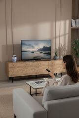 Model Ice 150 cm Çam TV Ünitesi – 3 Kapaklı Modern TV Sehpası | Televizyon Konsolu