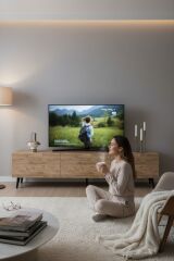 Model Ice 150 cm Çam TV Ünitesi – 3 Kapaklı Modern TV Sehpası | Televizyon Konsolu