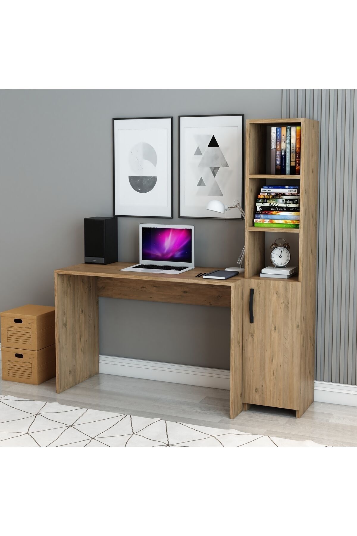 Kahverengi Kitaplık | Dolap | Çalışma ve Bilgisayar Masası – Modern Ofis ve Ev Masası