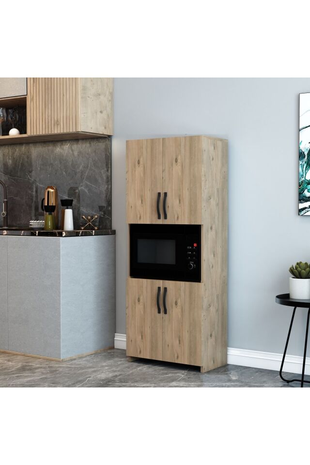 150 cm Kahverengi Mikrodalga ve Fırın Dolabı – Modern Çok Amaçlı Mutfak Dolabı