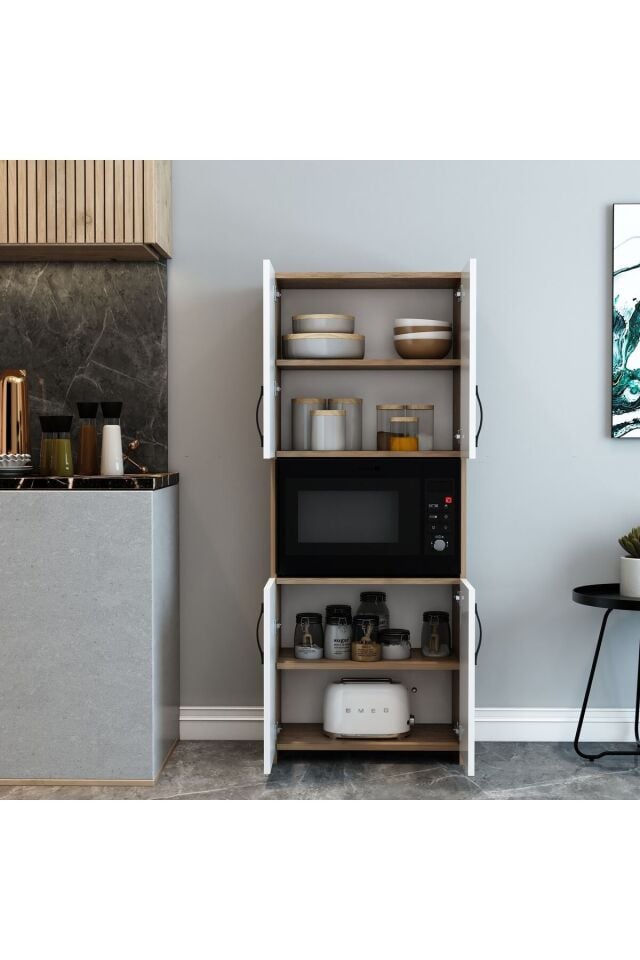 150 cm Beyaz Mikrodalga ve Fırın Dolabı – Modern Çok Amaçlı Mutfak Dolabı