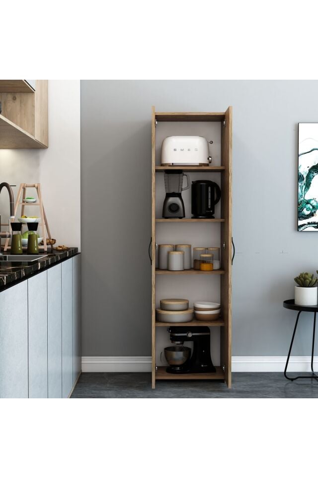 180 cm Kahverengi Çok Amaçlı 5 Raflı Dolap – Modern ve Fonksiyonel Depolama Dolabı