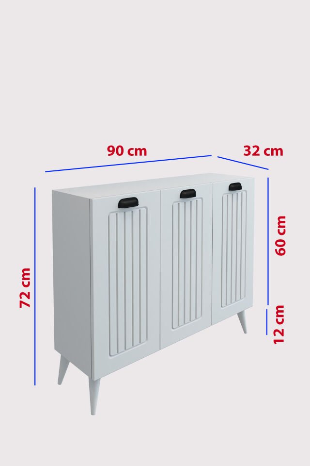 Country Model MDF Membran 3 Kapaklı 6 Raflı Ayakkabılık Portmanto Vestiyer Organizer Beyaz
