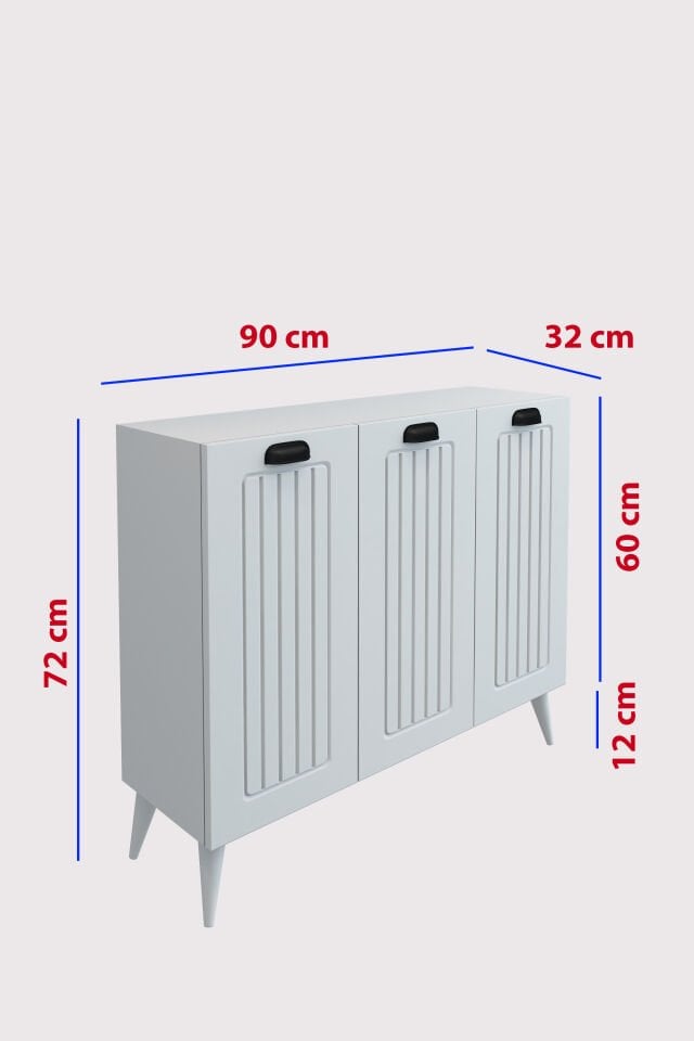 Country Model MDF Membran 3 Kapaklı 6 Raflı Ayakkabılık Portmanto Vestiyer Organizer Beyaz