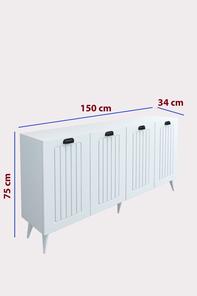 Country Model 4 Kapaklı Konsol MDF Membran Kapaklı Portmanto Ayakkabılık Çok Amaçlı Organizer Beyaz