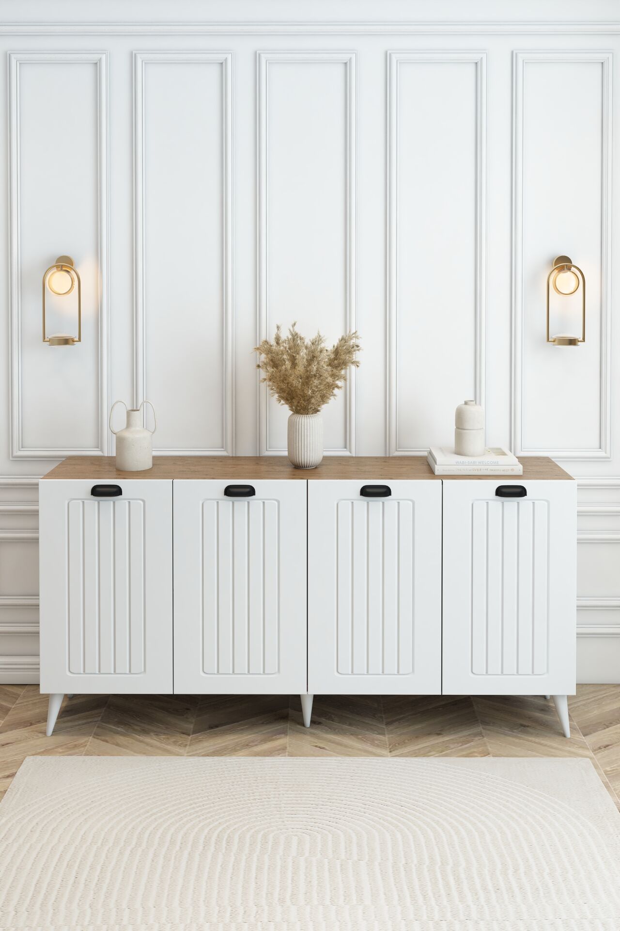 Country Model 4 Kapaklı Konsol MDF Membran Kapaklı Portmanto Ayakkabılık Çok Amaçlı Organizer Atlantik Çam