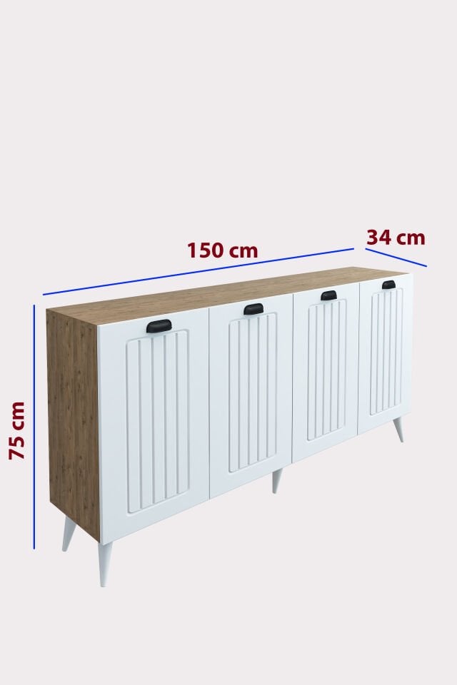 Country Model 4 Kapaklı Konsol MDF Membran Kapaklı Portmanto Ayakkabılık Çok Amaçlı Organizer Atlantik Çam