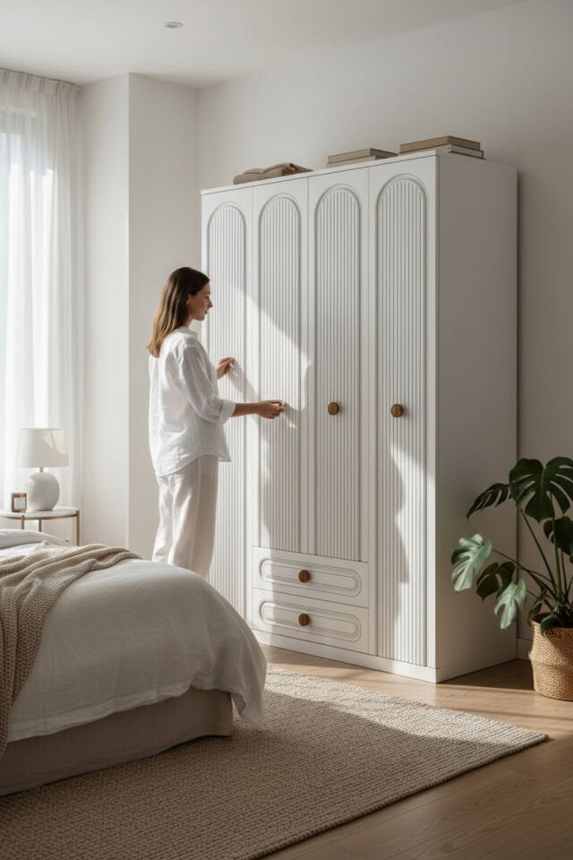 Bohem Model 4 Kapaklı 2 Çekmeceli Gardırop - MDF Membran Kapak | 180 cm Çok Amaçlı Elbise Dolabı