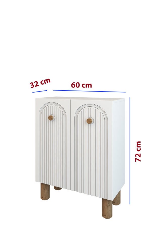 Bohem Model 2 Kapaklı 3 Raflı Kahve Köşesi Standı - MDF Membran Kapak | 60 cm Kahve İstasyonu