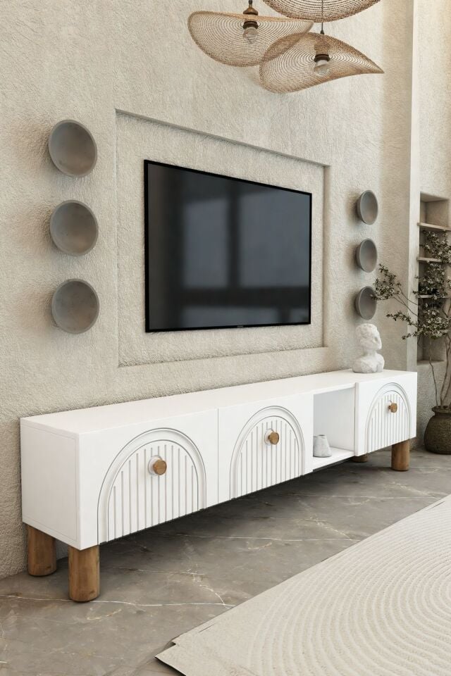 Bohem Model 3 Kapaklı TV Ünitesi - MDF Membran Kapak | 180 cm