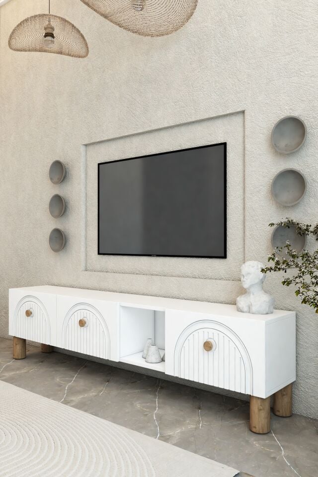 Bohem Model 3 Kapaklı TV Ünitesi - MDF Membran Kapak | 180 cm